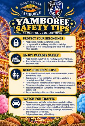 Gilmer PD Safety Tips for Yamboree